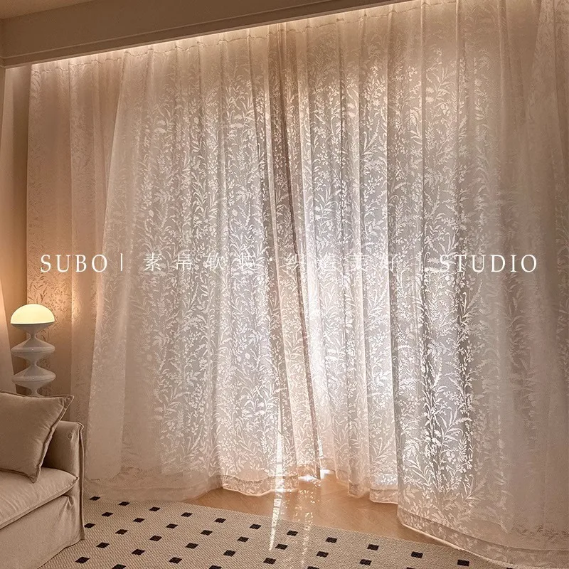 

Французская кружевная занавеска в кремовом стиле с вышивкой «Лунная ветвь» и теневым узором, для декора гостиной, спальни, столовой