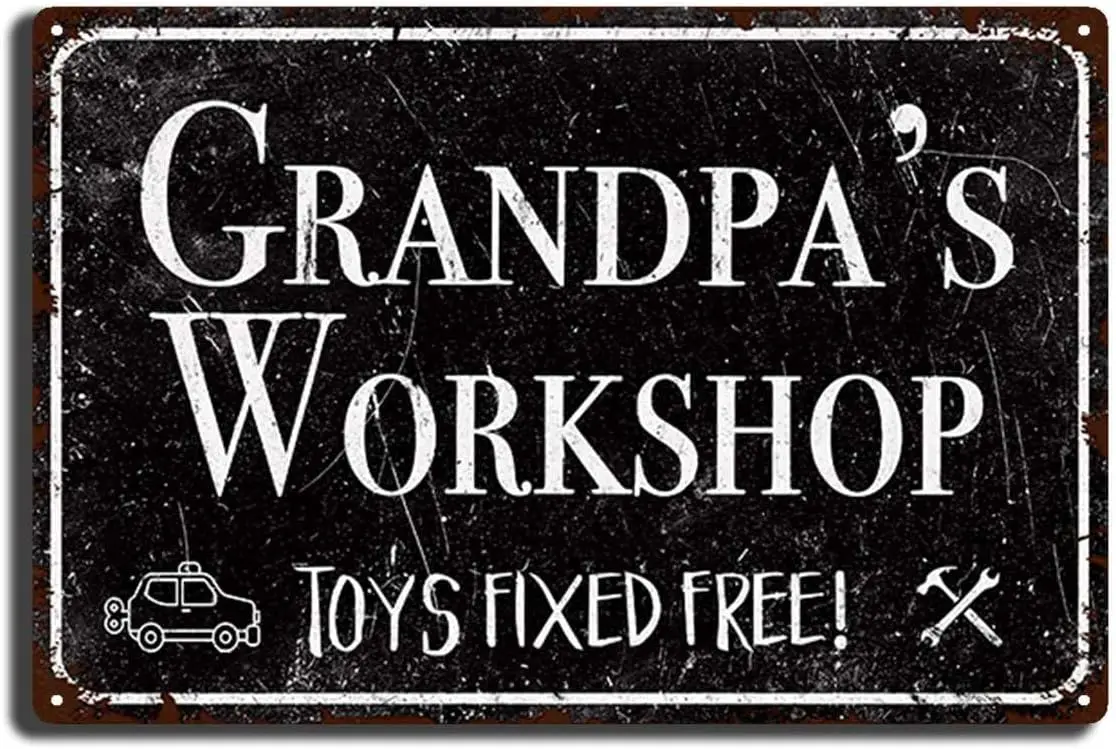 Tin Sign Painting Funny Garage Sign Grandpa's Workshop Signs,Vintage Garage Wall Decor Garage Signs Gifts for Papa,Papaw,Dad