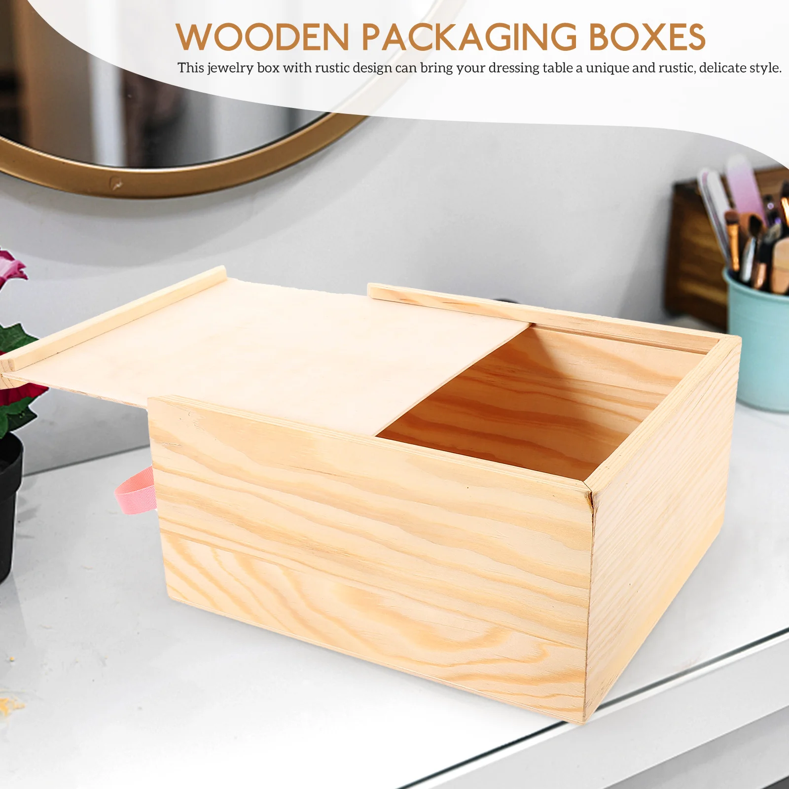 

Boxes Decorative Party Storage Craft Gift with Sliding Wood for Keepsake Women Accessories