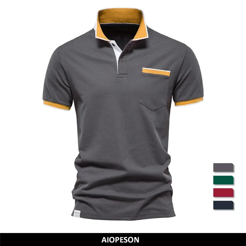 AIOPESON 2022 New Summer Cotton Polo Shirts Men Short Sleeve High Quality Casual Polo Shirt for Men