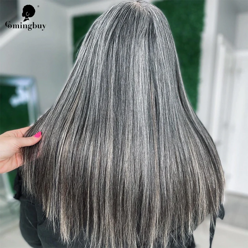 

Grey Sliver Human Hair Bundles And Closure Grey Hair Extensions Straight Vietnamese Virgin Saltand Pepper Hair In Bulk Comingbuy