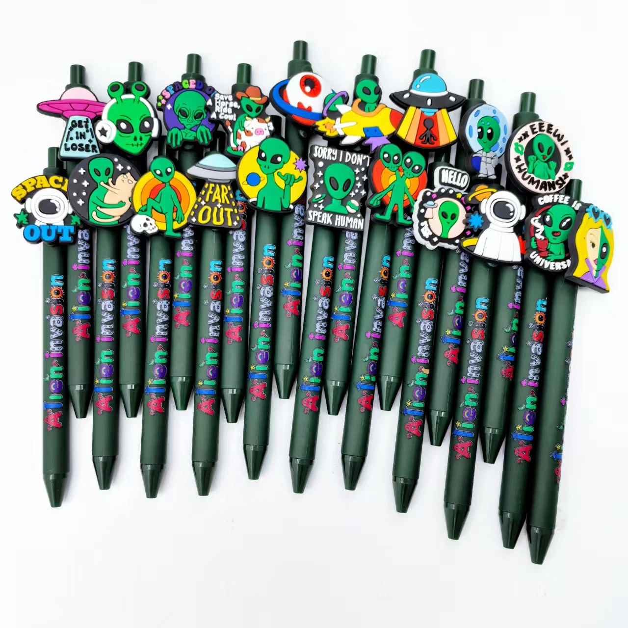 

6pcs/10pcs/14pcs/20pcs Alien element ballpoint pen, creative alien world shape, student writing signature pen