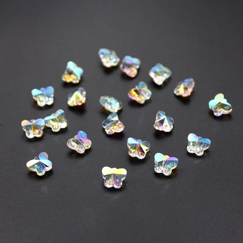 72/84PCS 6/8mm Kristall Schmetterling Perlen für Schmuck Machen AB Farbe Glas Anhänger Perlen Schmuck DIY Armbänder Halskette Ohrringe – Detail 3
