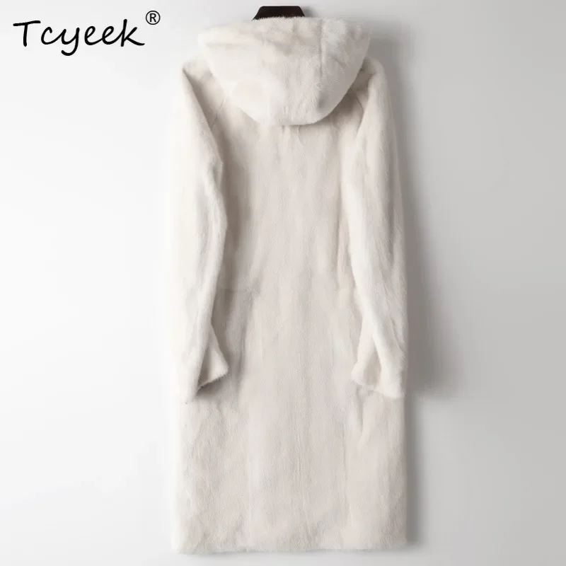 Tcyeek Top Quality Mink Fur Coat Men Winter Jacket Mid-length Parka Whole Female Mink Real Fur Coat Mens Clothing Slim Fit 2025