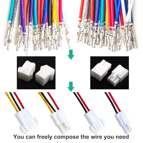 수 암 커넥터 및 20AWG 케이블, 4.5 1x2 핀 1x3 핀 1x4 핀 2x2 핀 2x3 핀 3x4 핀 커넥터 (YO-4.5mm), 4.5mm