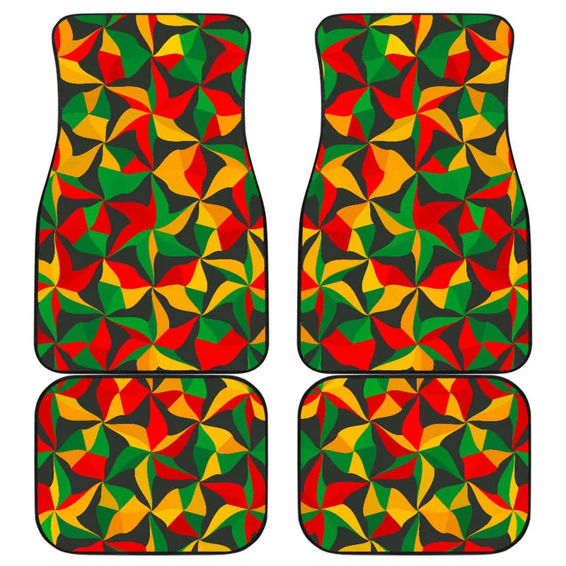 Abstract Reggae Pattern Print Front and Back Car Floor Mats    Heavy Carpet Front and Rear Full Set 4PCs Pack