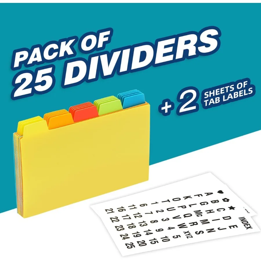 4x6 plastic indexkaartverdelers Zwaargewicht poly-indexkaartgeleiders AZ voor flashkaarten en receptenkaarten met alfabetische blanco