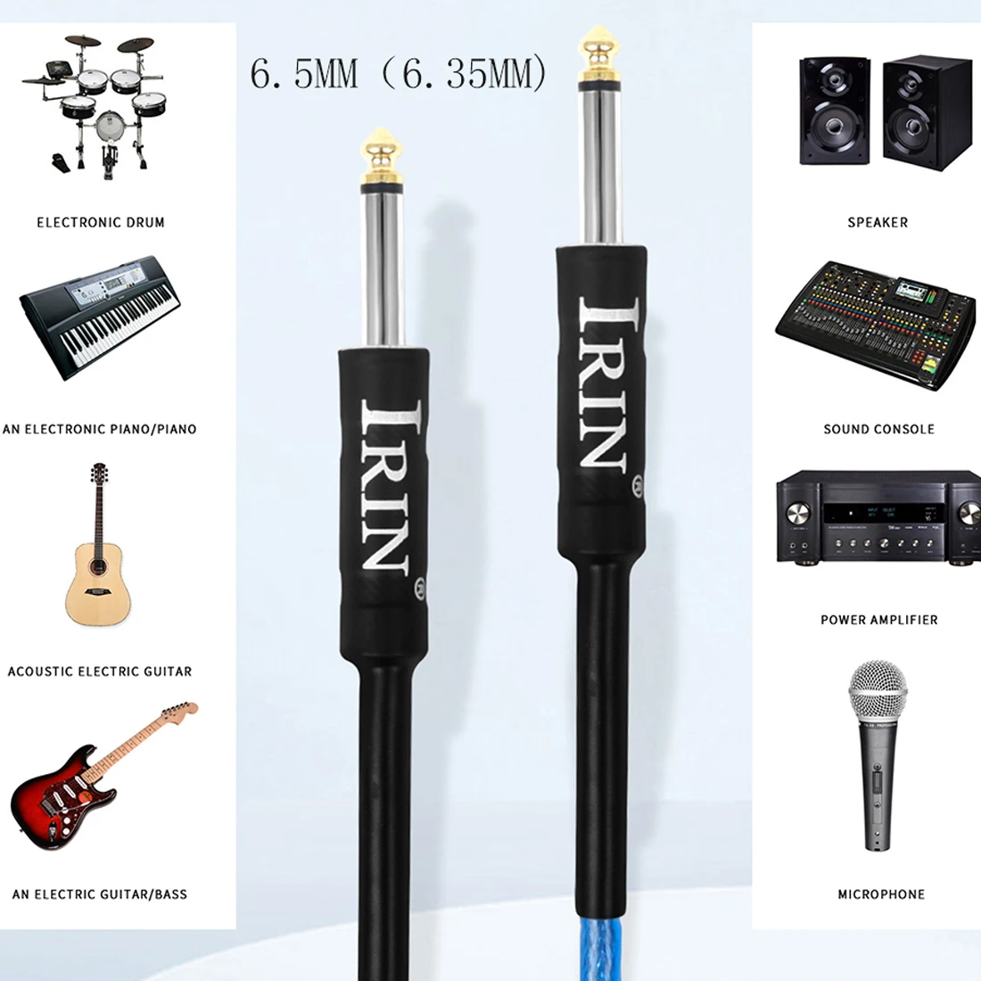 IRIN Guitar Cable Connection Line 3M 6.35mm Aduio Cable Amplifiers Line Instrument Universal Transmission Cable Accessoires