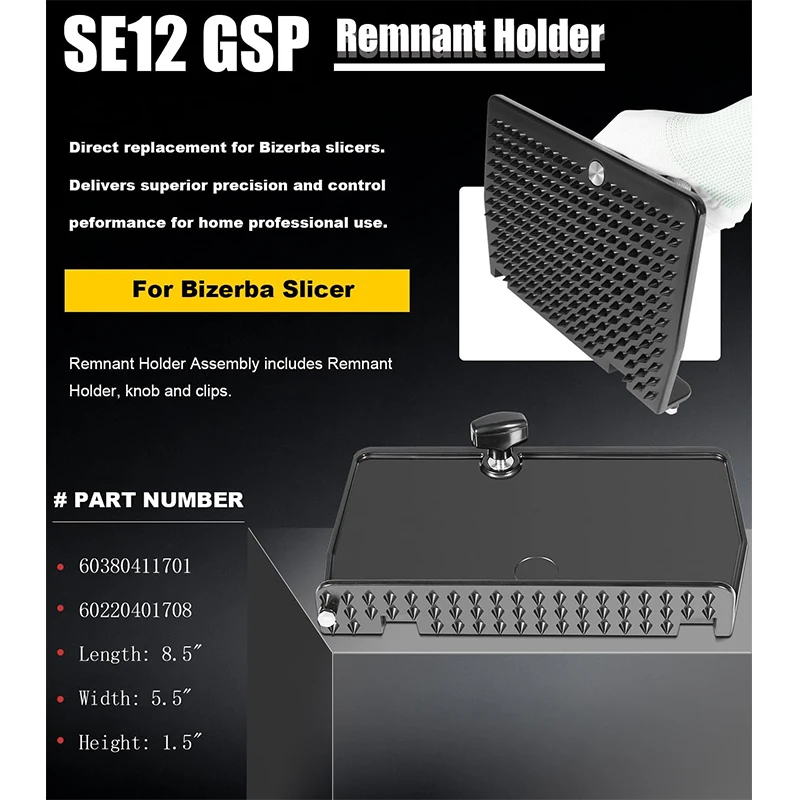Meat Slicer Remnant Holder 60220401708 for Bizerba SE12 SE12D GSP GSPG V12 VS12F, Meat Slicer Parts Replacement with Knob