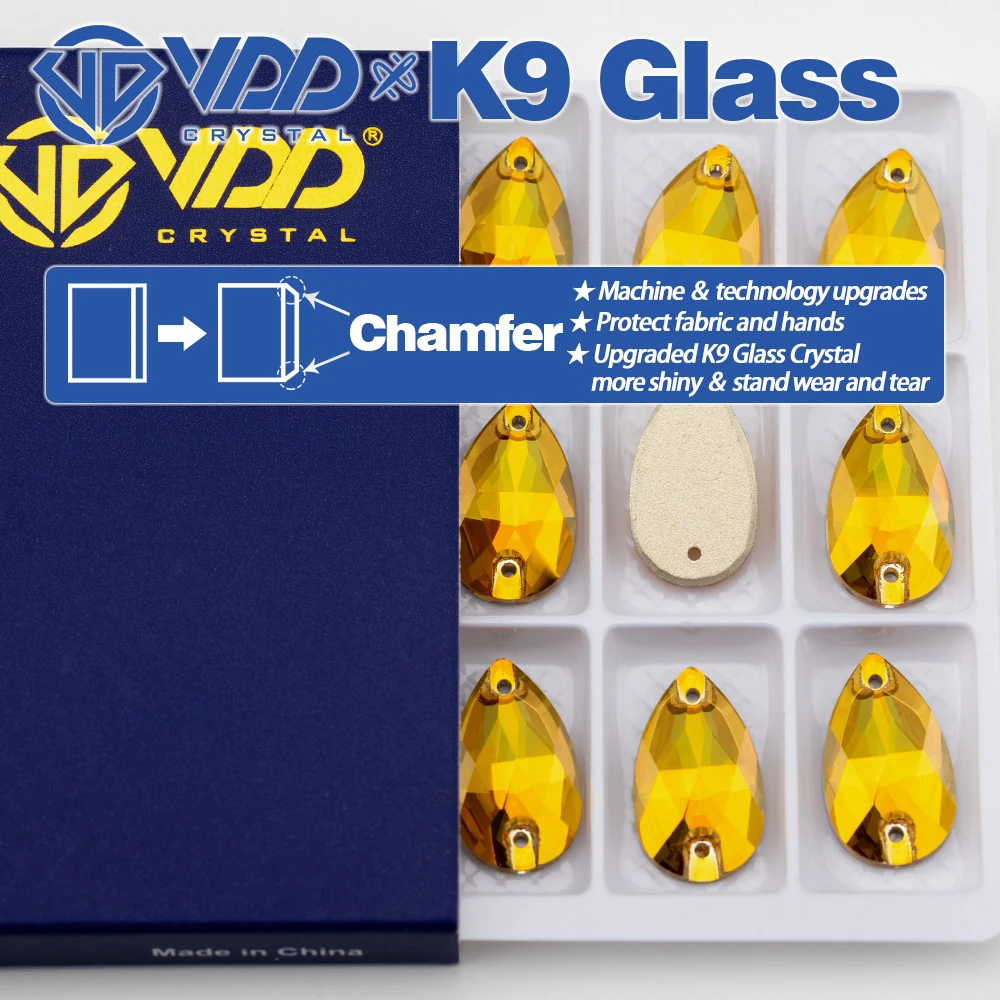 VDD S258 Sunshine Birnenförmige Hochwertige K9-Glas-Aufnähsteine, Kristall-Flachboden-Nähsteine, Strass-Steine für Kleidung und Kleiderdekoration – Detail 2