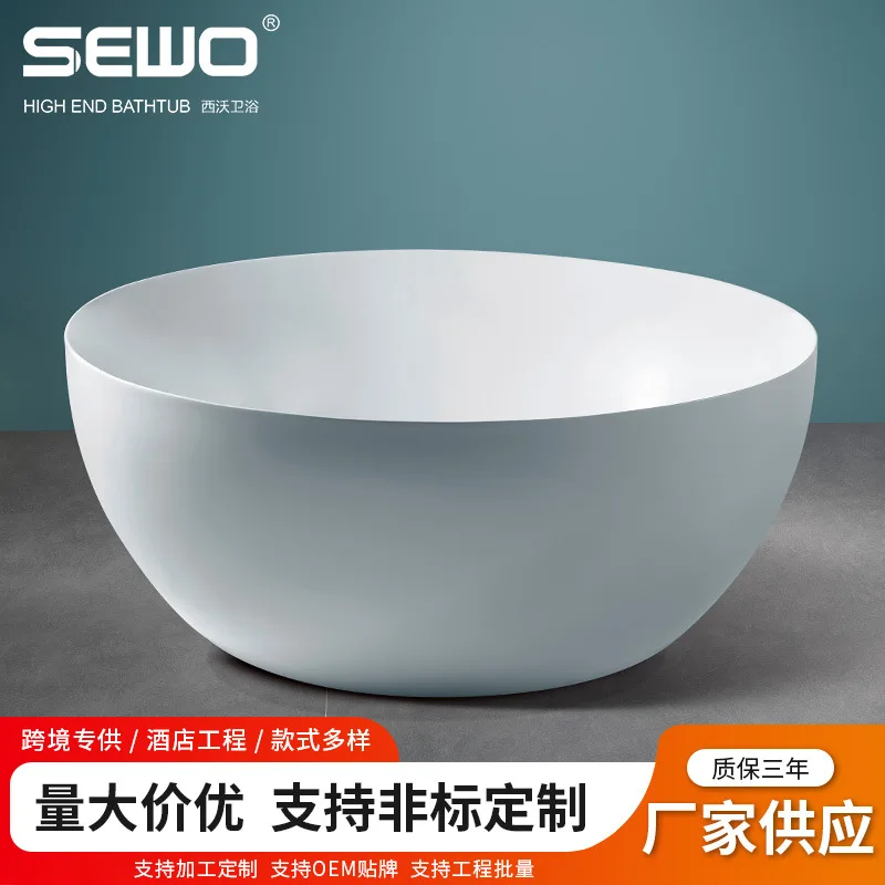 

Acrylic Bathtub Independent Family Bathtub Small Apartment Hotel B & B Internet Celebrity Oval Bathtub Factory Direct Sales