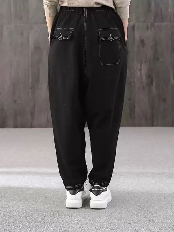 Pantalon Harlan de sport ample doublé de Fce neutre, pantalon de survêtement décontracté, taille haute, élastique, couleur Pure, pieds