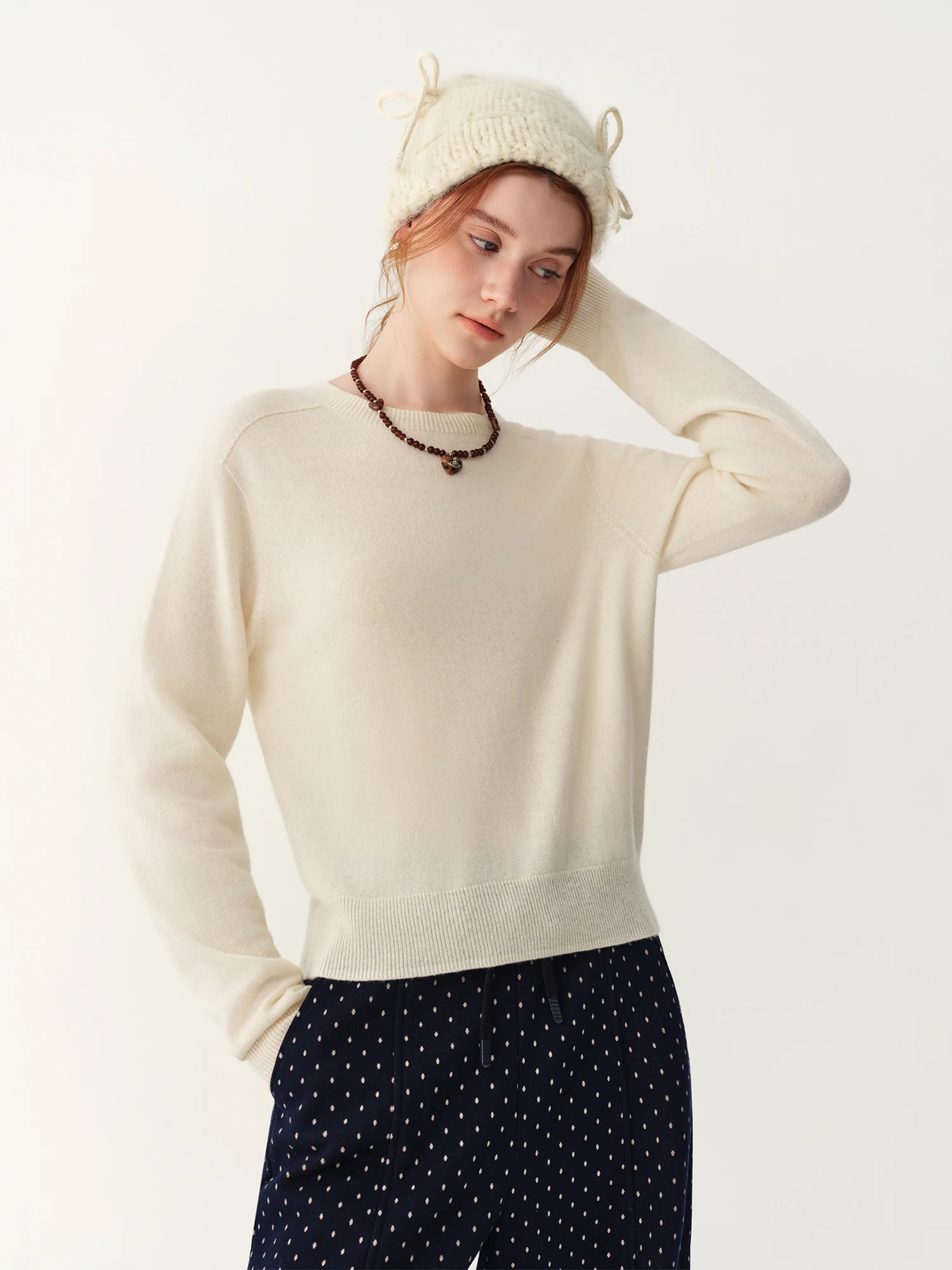 FSLE Damen 100% Wollpullover mit Rundhalsausschnitt 2026 Winter Neuheit Weicher Warmer Strickpullover Basic Vielseitiges Freizeit-Oberteil – Detail 13