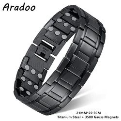 ARADOO Titanium Steel Bracelets with 3X Ultra Strenth Neodymium Magnets Adjustable Health Magnetic Therapy Link Bracelet