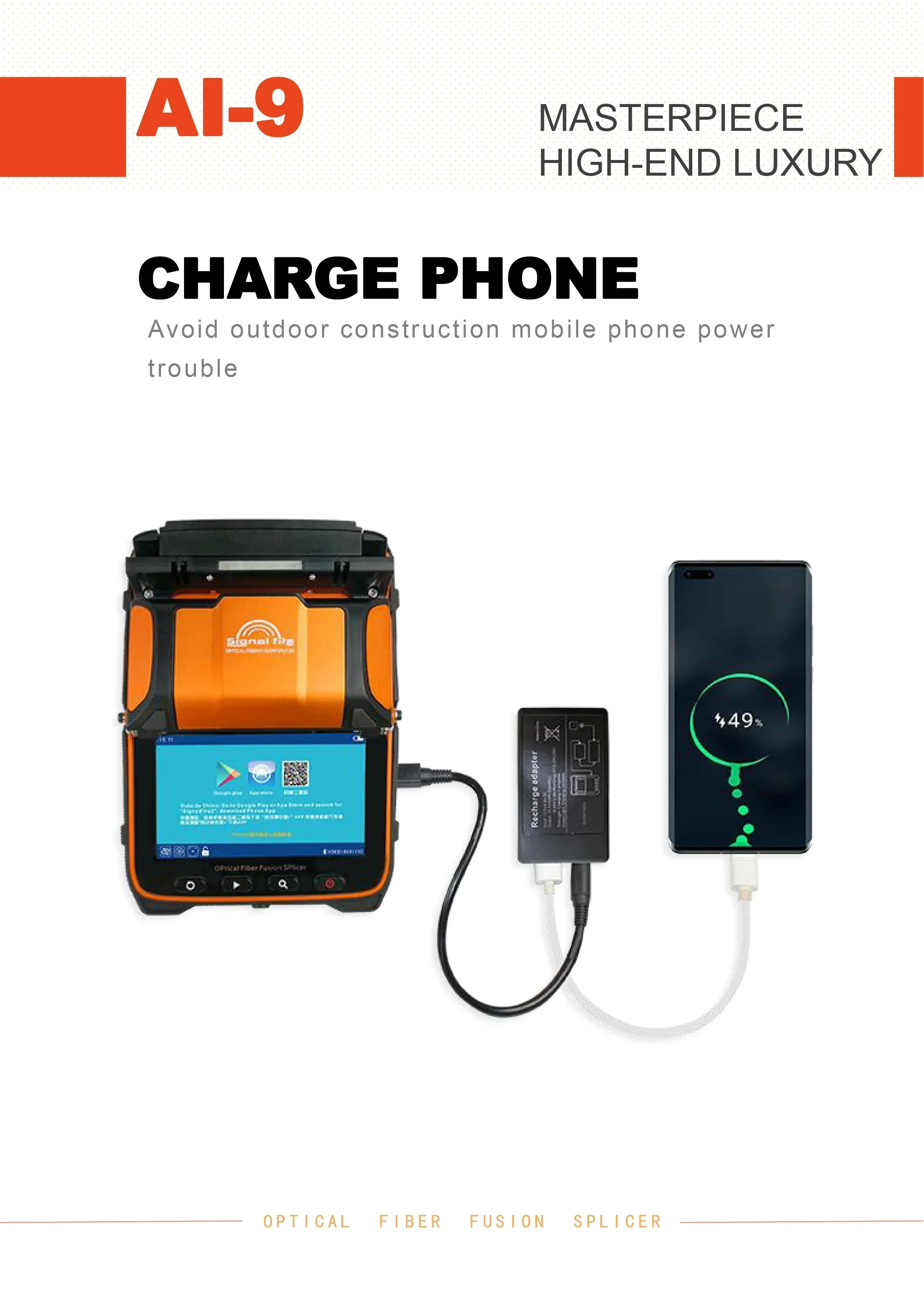 AI-9 Signal Optical Fire Fusion Splicer Multi-language Optical Fiber Fusion Splicer FTTH Fiber Splicing Machine