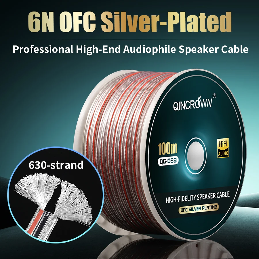 630-adriges 6N OFC versilbertes Lautsprecherkabel für Audiophile, HiFi-Audiokabel für Verstärker, Lautsprecher und Heimkinosysteme
