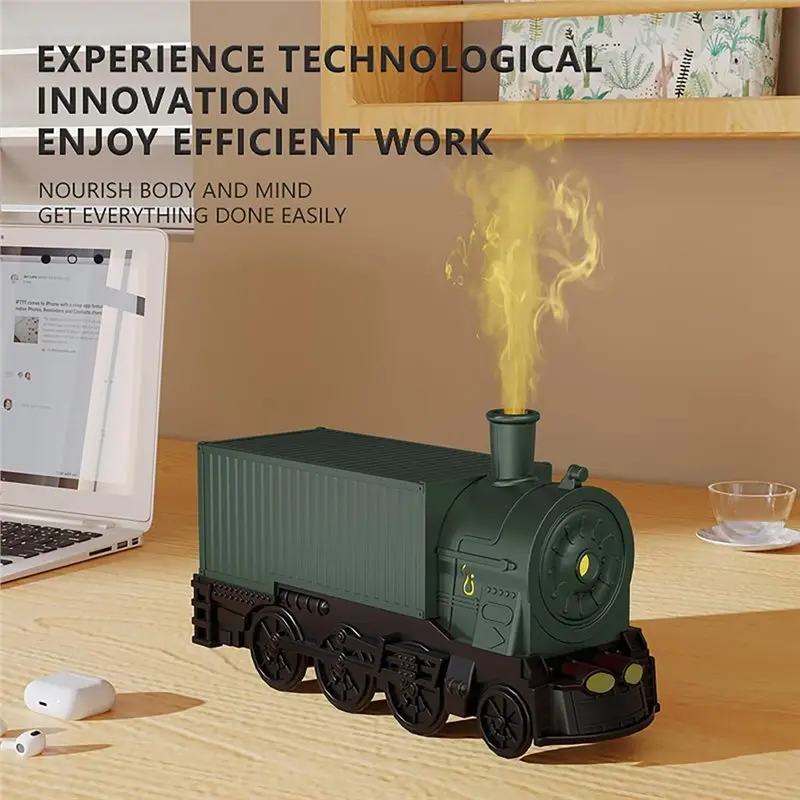 ABWM-Aromatherapy Diffuser 300Ml Essential Oil Diffuser Humidifier With Remote Control Train Style Cool Mist