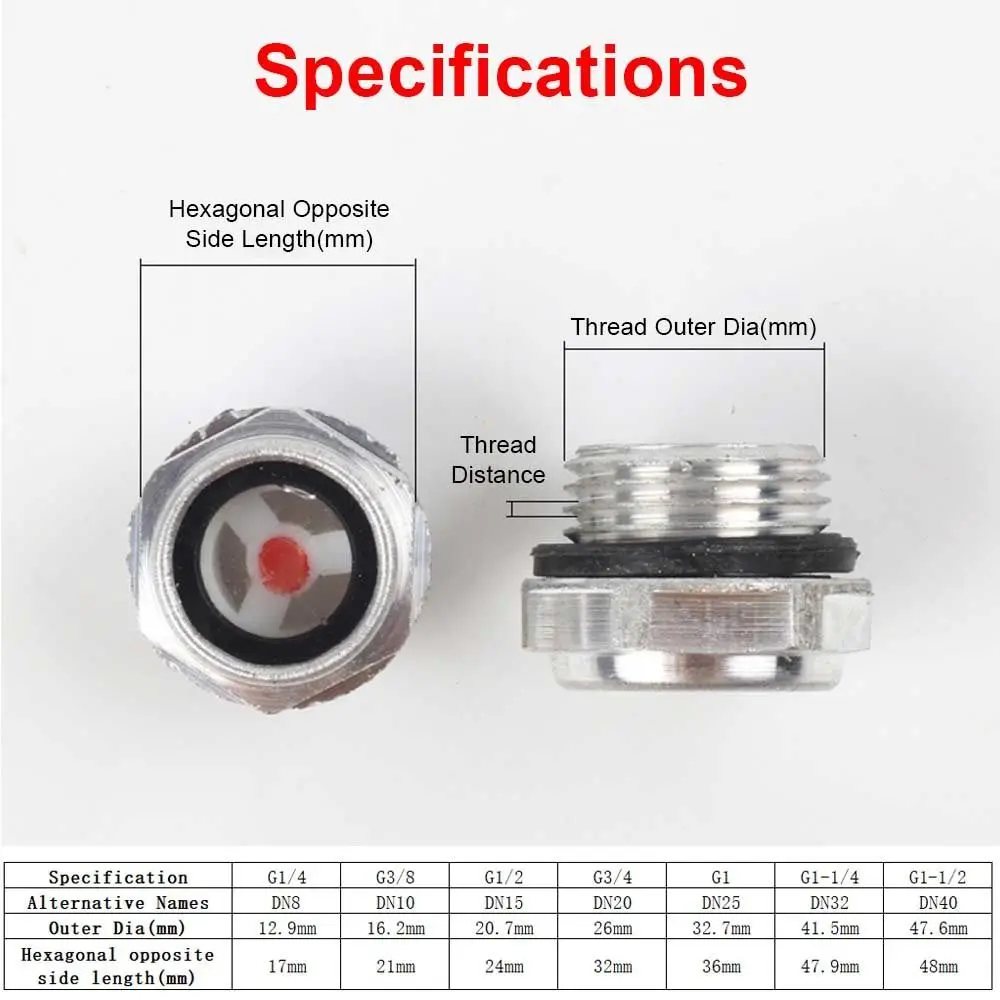 1Pcs G1/4 G3/8 G1/2 G3/4 Oil Sight Window G1 G1-1/4 G1-1/2 BSP NPT Male Thread Oil Level Sight Glass Tempered Glass Aluminum