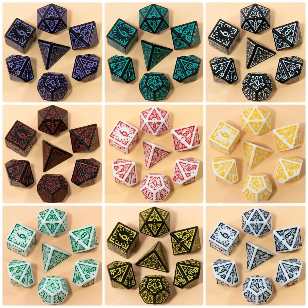 7Pcs/Set New 7-Die Table Game DND Dice Mushroom Conch D4 D6 D8 D10 D12 D20 Polyhedral Dice Acrylic Party Game Game Dice TRPG DND