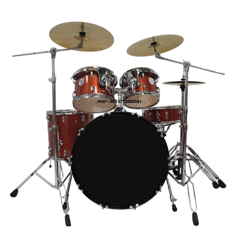 

Wooden Red Color Popular Adult Jazz Drum Kit 5pcs Drum Drum Set with Cymbals