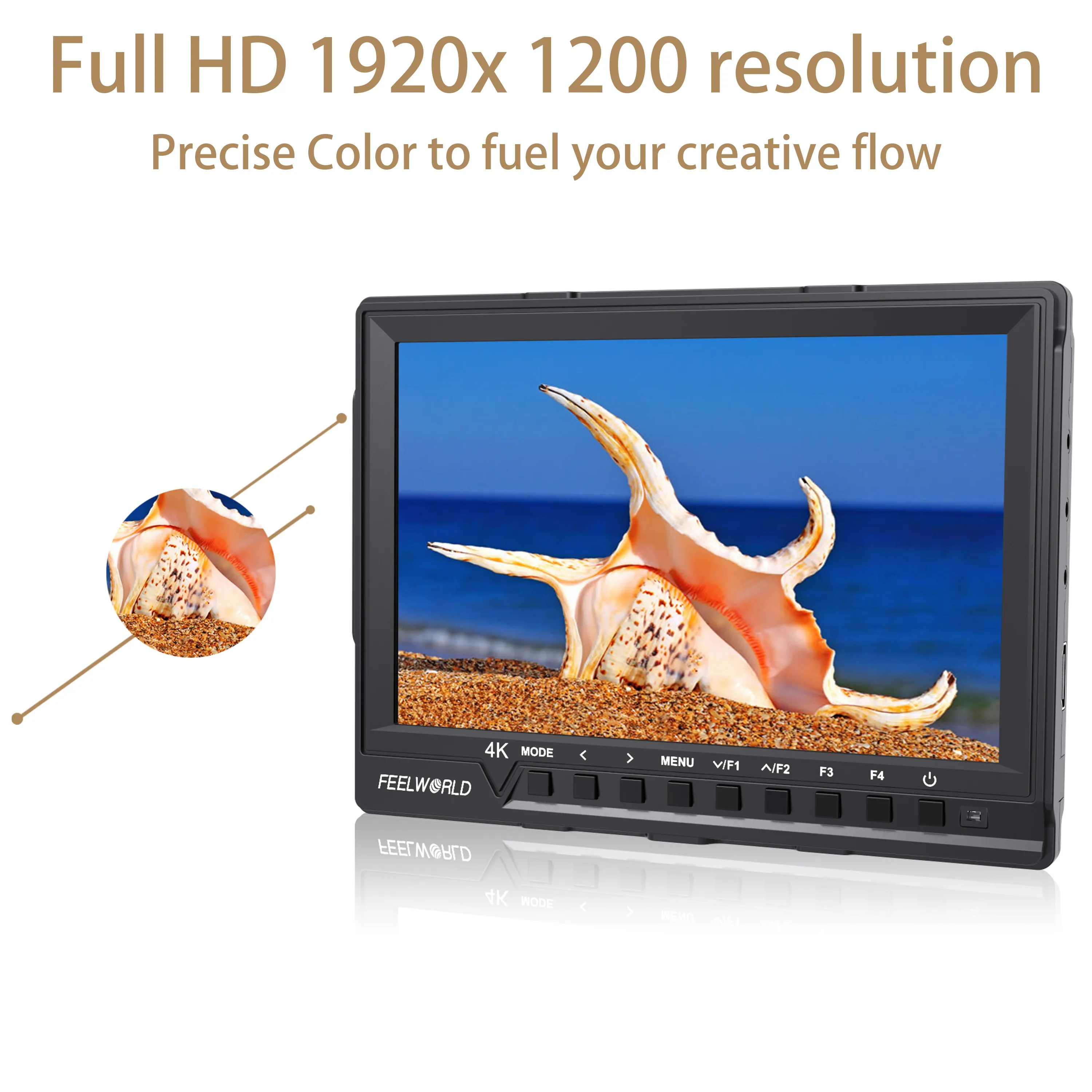 FEELWORLD FW760 DSLRフィールドモニター 7インチオンカメラモニター 4K HDMI フルHD 1920x1200 小型カメラモニター