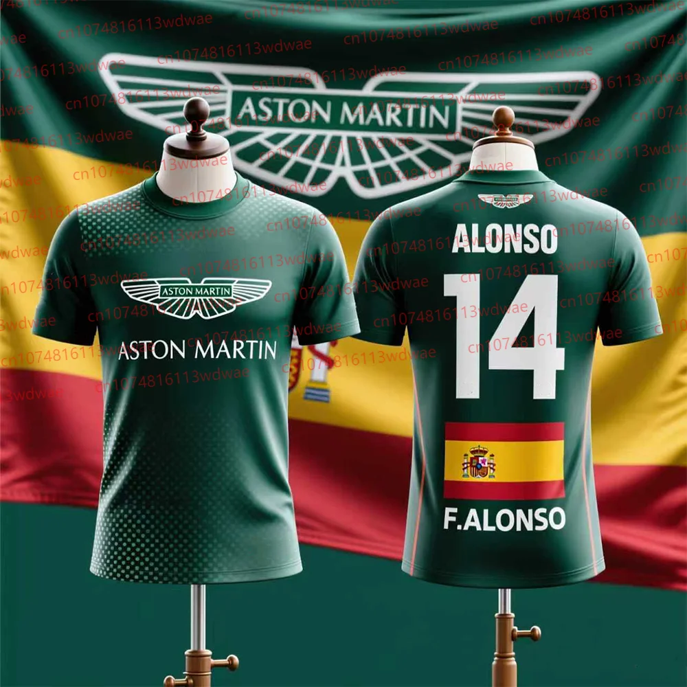 

Футболка Aston Martin 2026 Футболка Fernando Alonso 14 Испанские гонщики Командный гоночный костюм Быстросохнущая мотоциклетная уличная футболка