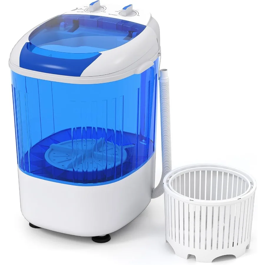 

Portable Washing Machine 5.5 lbs Mini Top Load Washer with Removable Spin Dry Tub Safety Cover Compact Semi-Automatic Laundry M