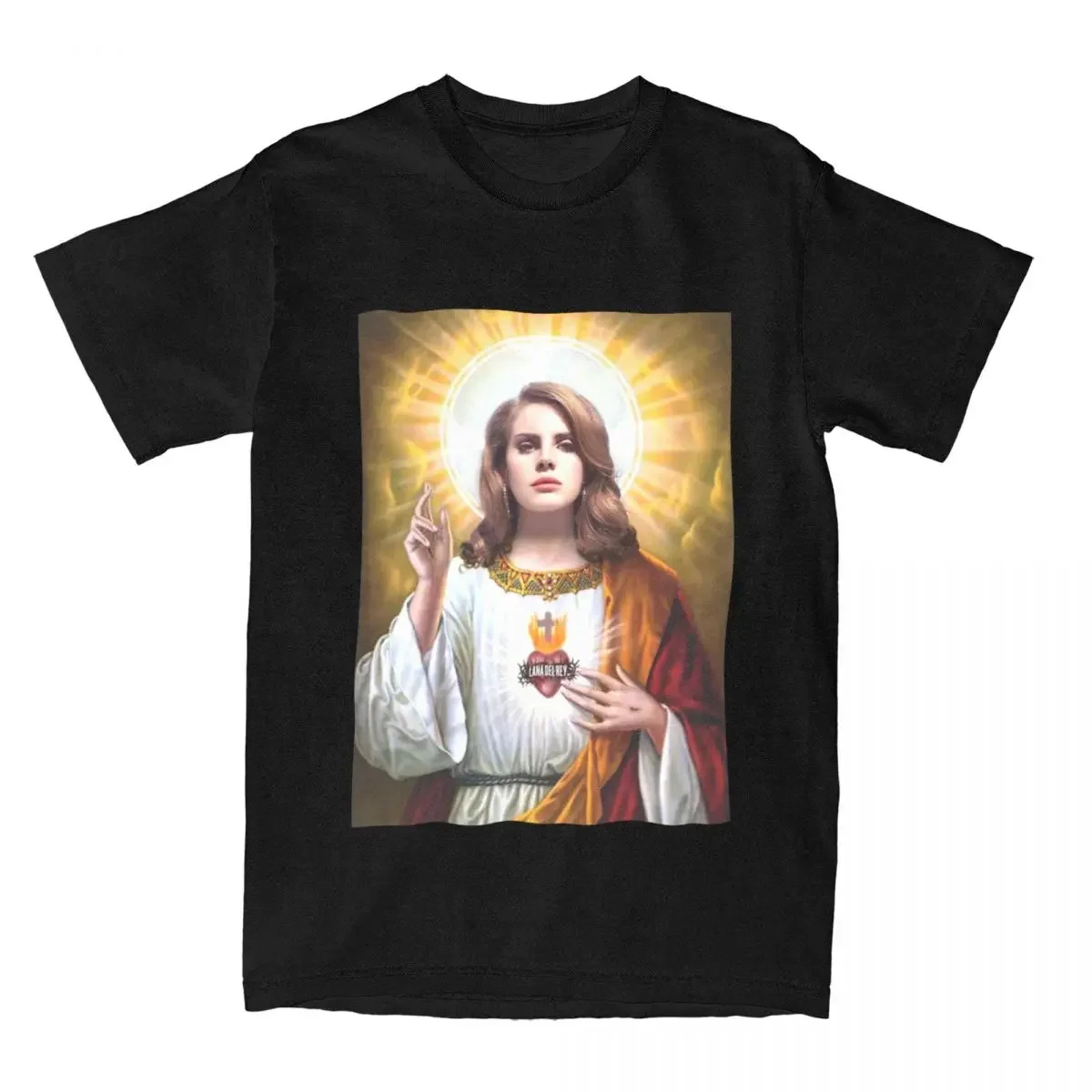 

Novelty Lana Del Rey God Jesus T-shirts Men Crew Neck Cotton T Shirt Short Sleeve Tees Plus Size Tops