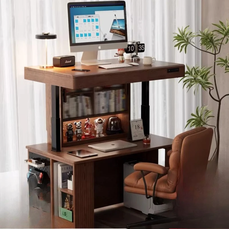 

Solid wood double-layer electric lifting table Home desk Learning office workbench