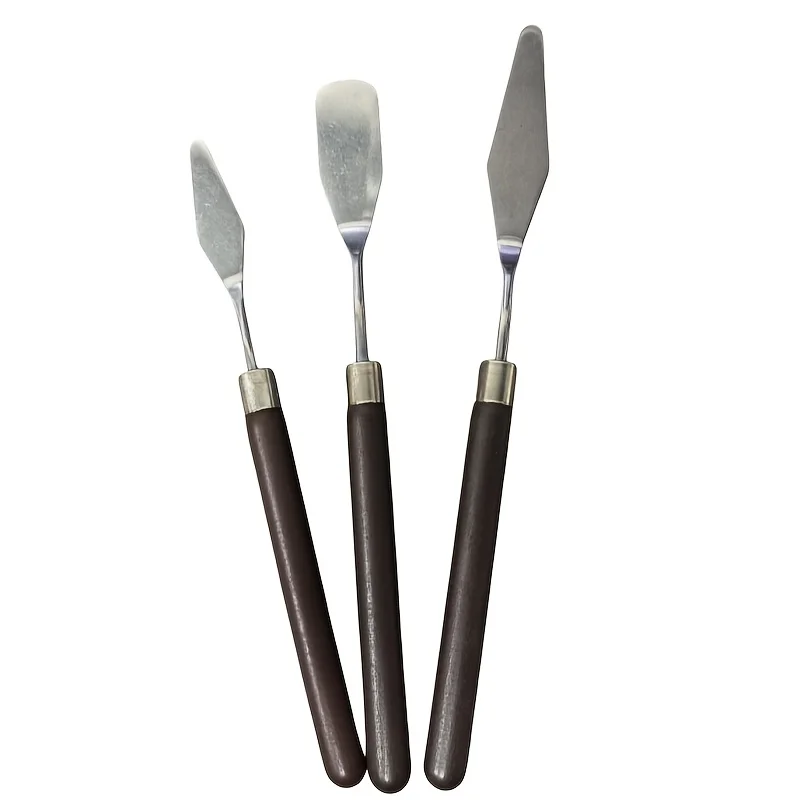 3-piece redwood handle oil painting scraper set with thick coating texture tool painting scraper