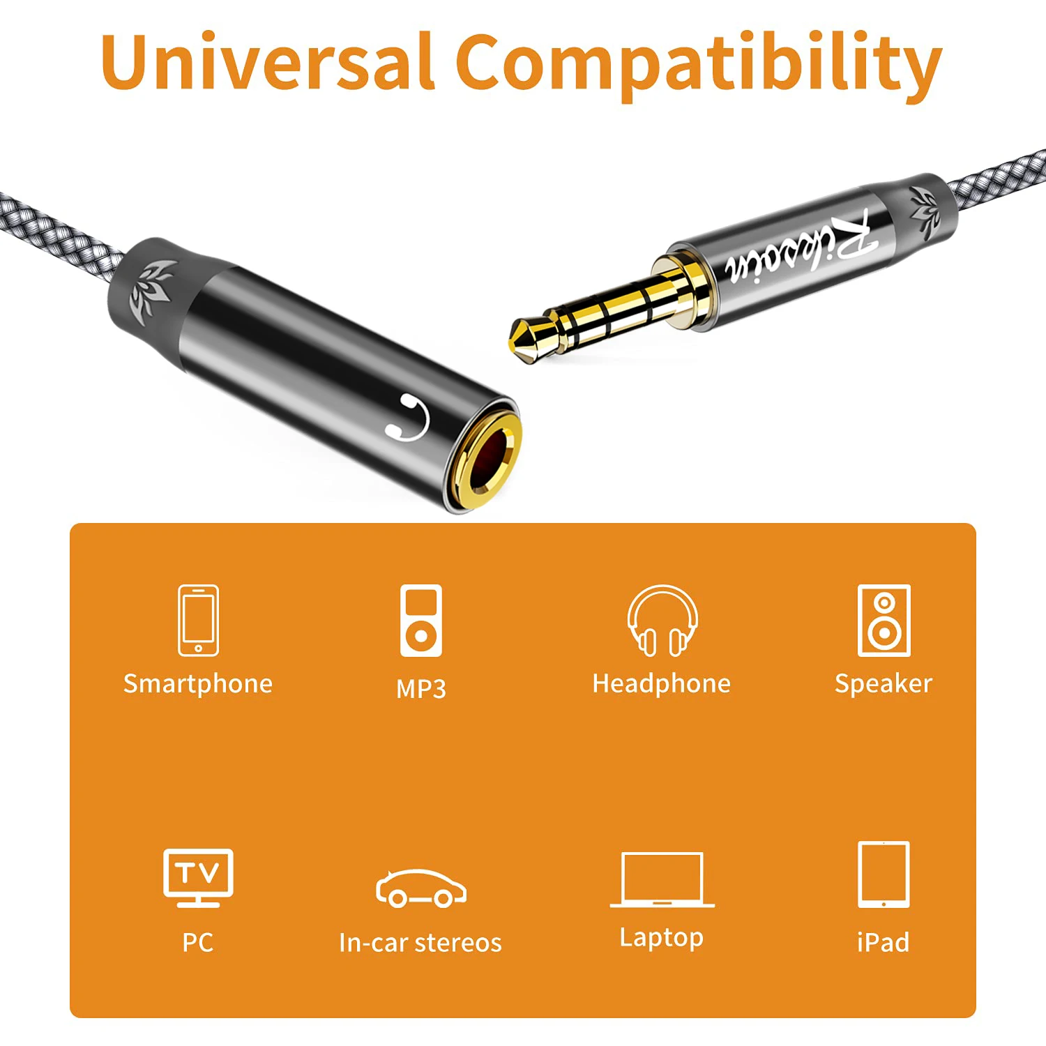 Riksoin 3.5mm Headphone Extension Cable, Male to Female, Aux Cord for Car/Laptop/Mini PC/TV/Stereo Speaker, Hi-Fi Sound view 4