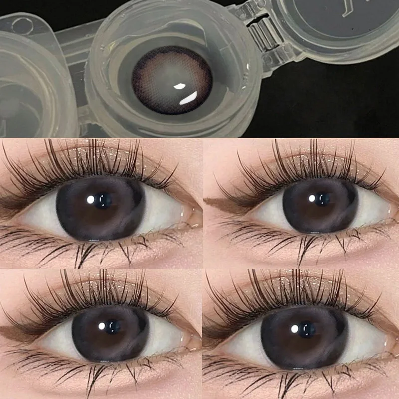 YIMEIXI-Lentes de Contato Miopia Colorida com Dioptrias, Lente Maquiagem Olhos Castanhos, Alta Qualidade, Anual, Transporte Rápido, 2Pcs