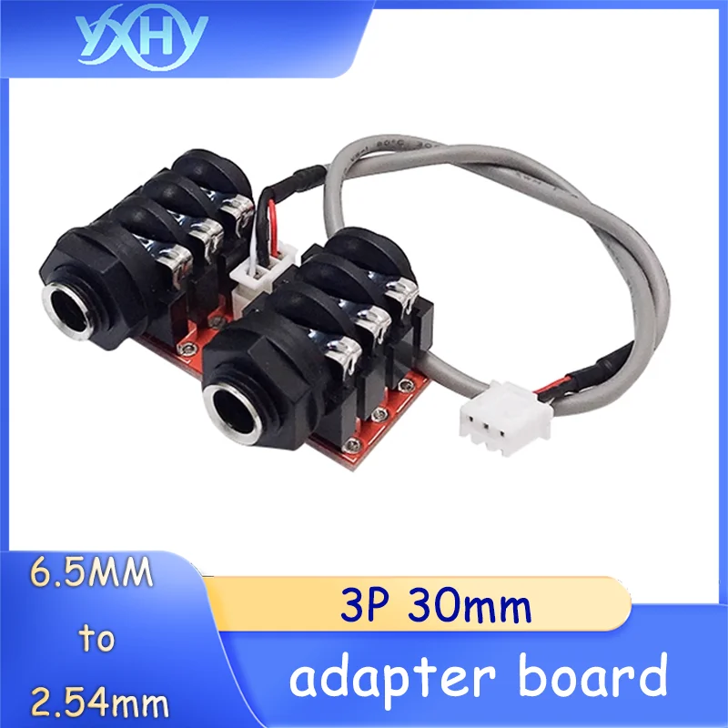 1pcs 6.5 Microphone socket converted to 2.54 audio pin socket dual-channel dual-microphone adapter board with shielding wire 300