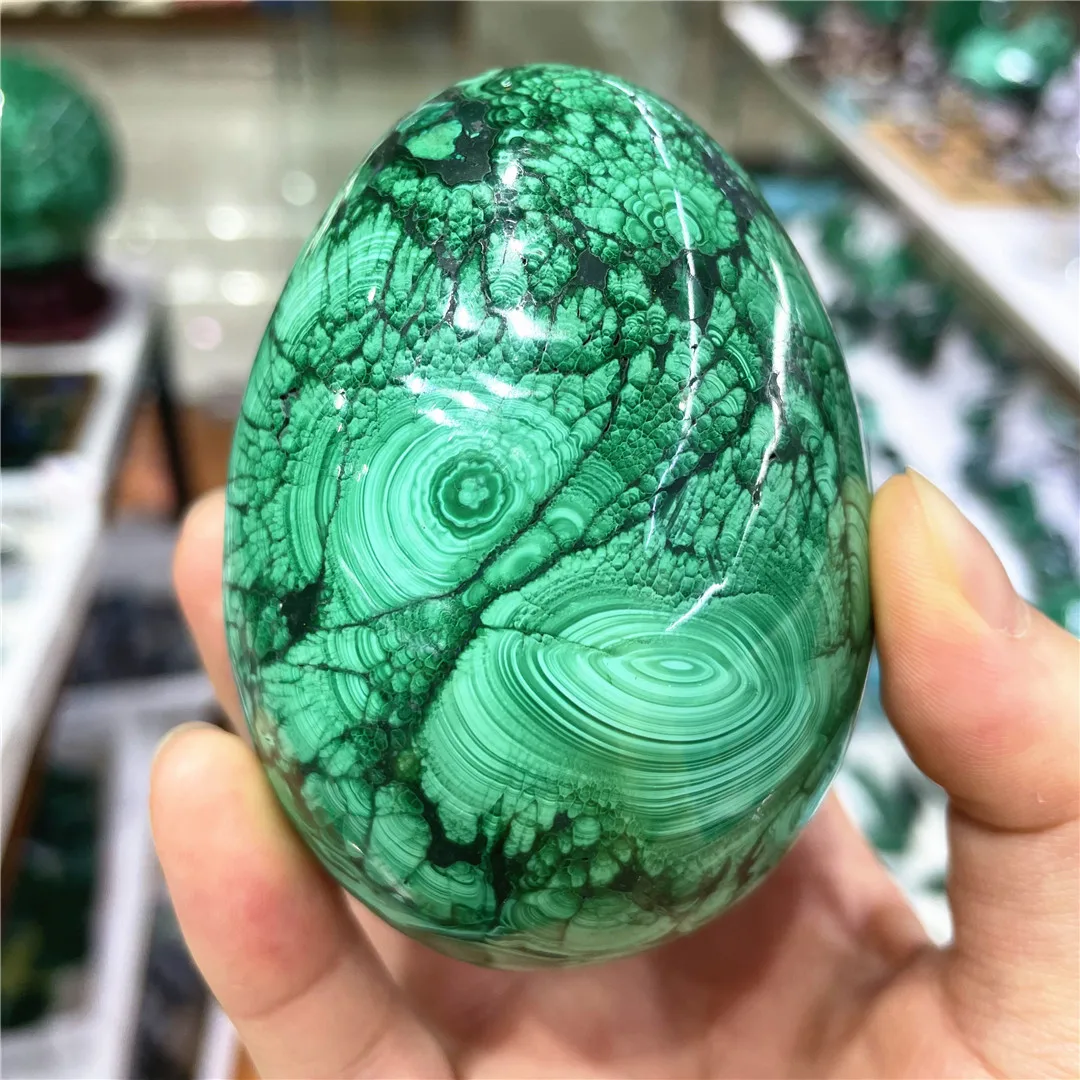 

2025 Beautiful Gems Natural Malachite Polished Egg Yoga Decor Energy Crystals And Stones Healing Massage Original Gift For Wife