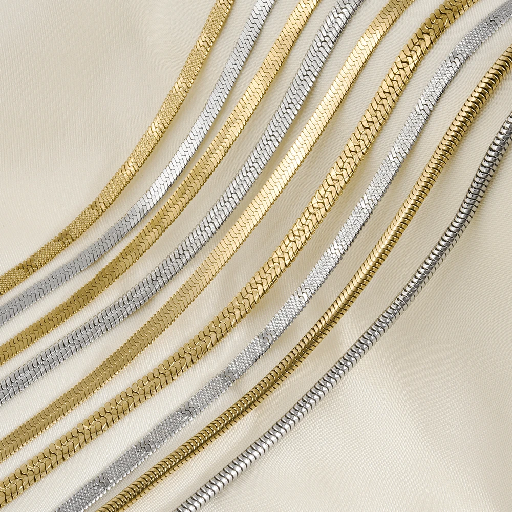 1/5 pçs largura minimalista 2-5mm cor de ouro aço inoxidável colares planos para mulheres acessórios masculino colar de cobra jóias gargantilha