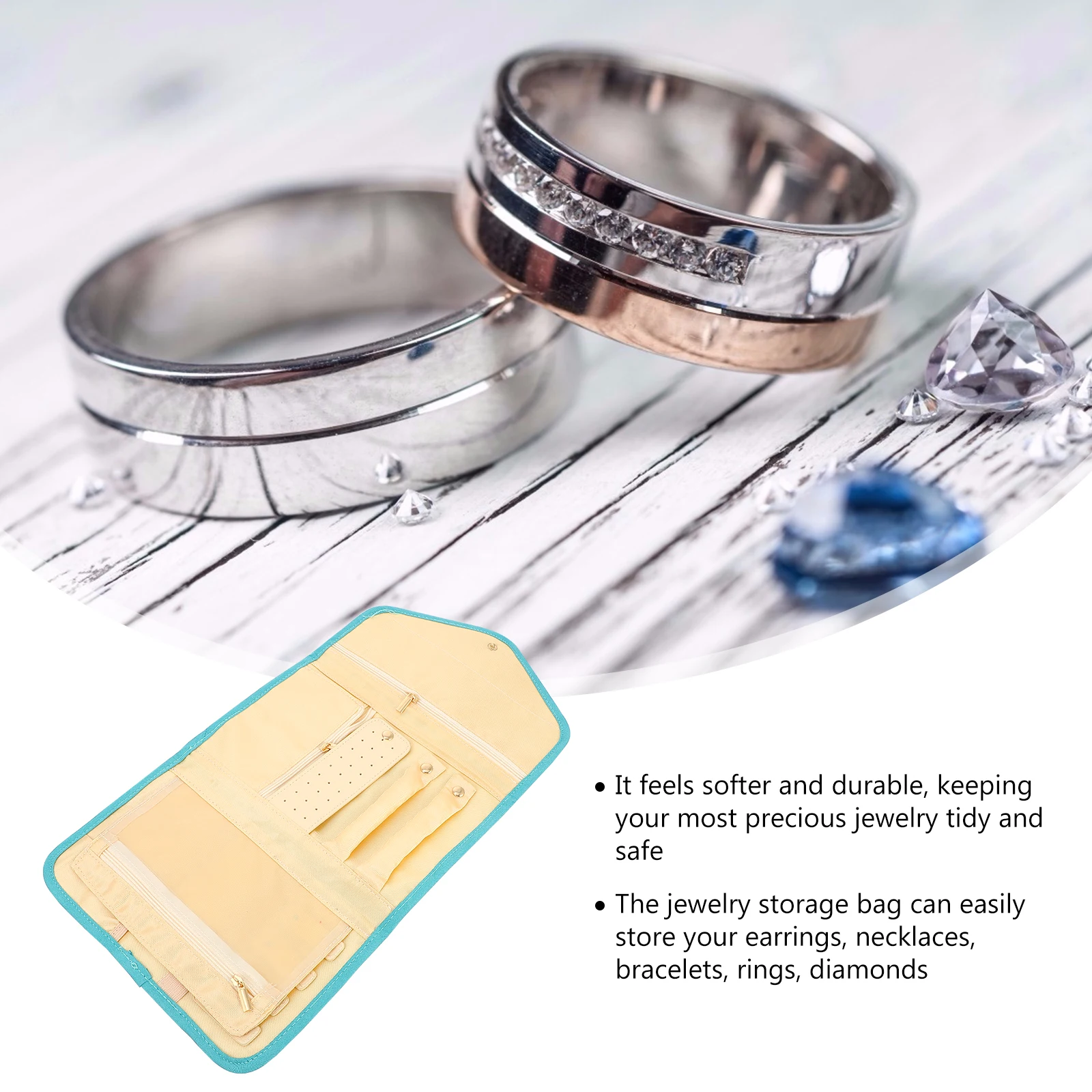 

1pc Premium Jewelry Storage Roll Bag Foldable Portable Organizer For Earrings Necklaces Bracelets Lightweight Durable Soft Pouch