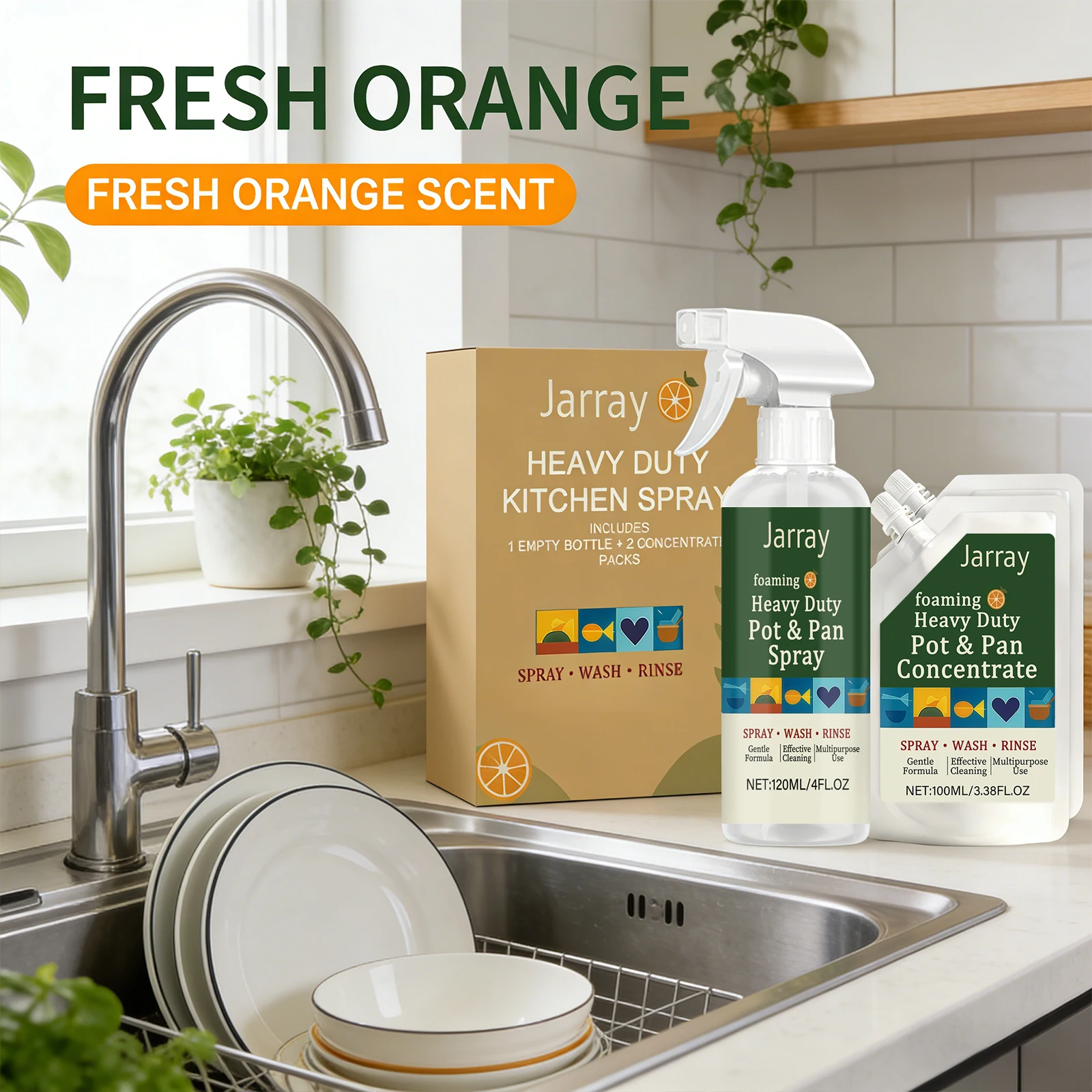 

Kitchen Cleaning Kit Gentle Removing Oil Stains Reducing Odors Freshing Fast-Acting Convenient Heavy Duty Formula Cleaning Spray