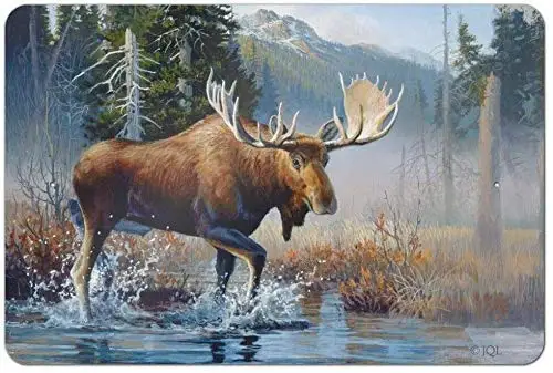 Retro Tin Plaque Vintage Metal Sign Moose in The River Forest Wilderness Retro Poster Plaque Tin Sign Wall Decor for Kitchen Bar