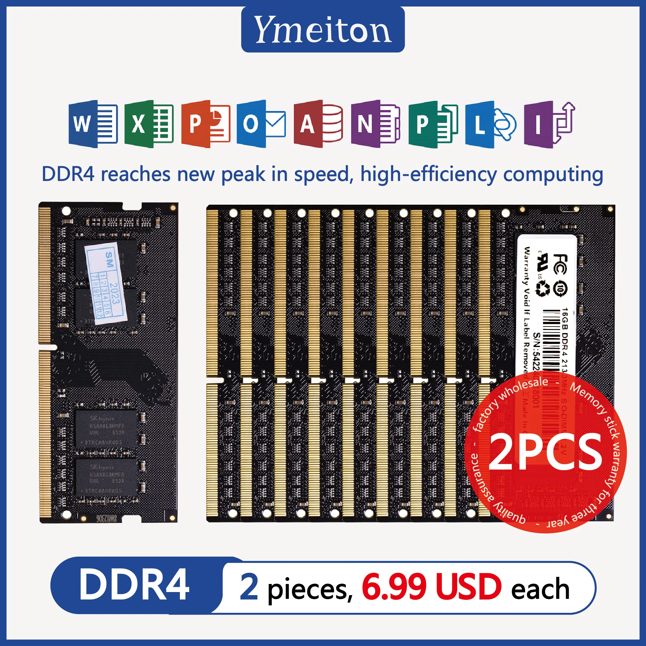 2 PCS memoriam ram ddr4 wholesale Ymeiton DDR4 3200MHz 2666MHz 2400MHz 4GB 8GB 16GB 32GB SO-DIMM RAM  laptop Memory