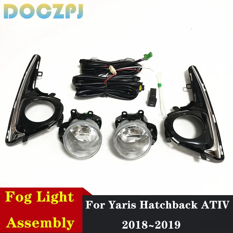 1 conjunto amortecedor dianteiro do carro kit de montagem da luz nevoeiro para toyota yaris hatchback tiv 2018 ~ 2019 com interruptor fio