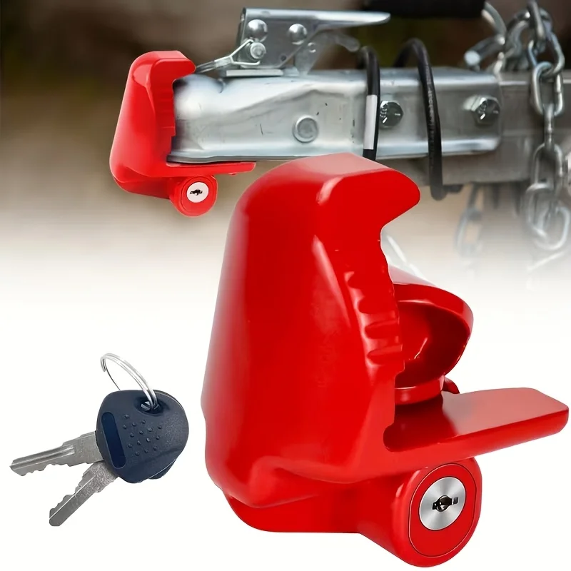 Heavy-Duty Trailer Lock For 1-Inch Ball Couplers, Compatible With Sizes 1-7/8, 2, And 2-5/16 Inches. Adjustable Lock Made Of High-Quality Steel, Resistant To Rust, Corrosion, Prying, And Cutting, Suitable For Boat Trailers, Rvs, And Truck Additions
