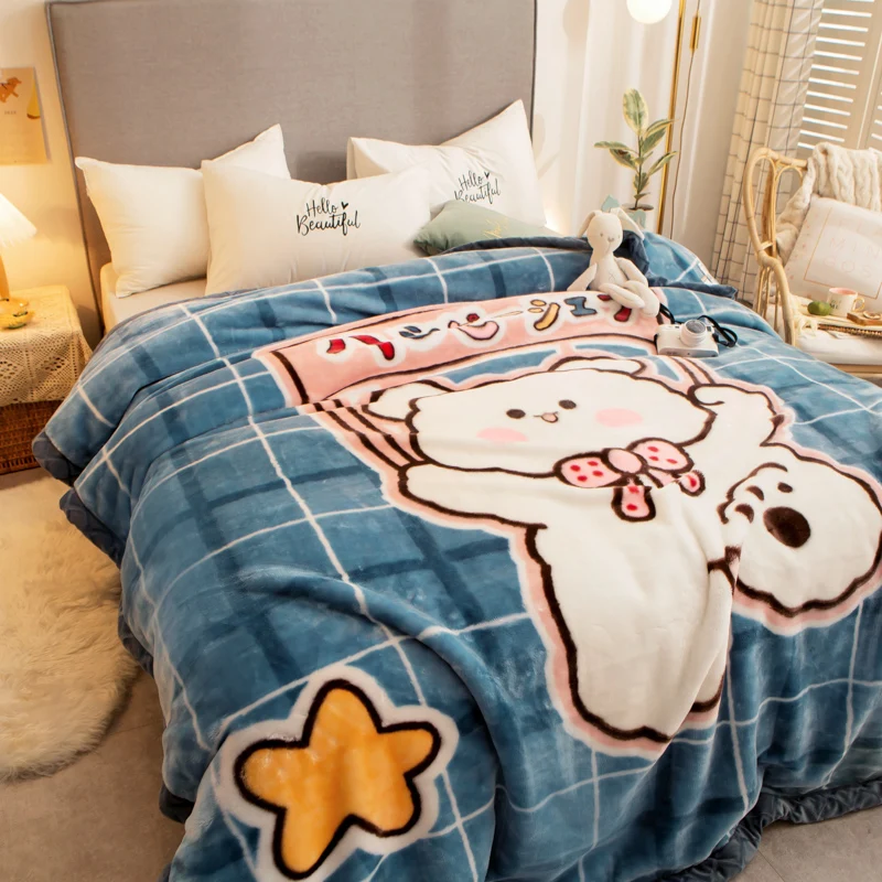 

Coraline Thick Blanket Flannel Print Cover Double Warm Plush Art Fluffy Comfy Bed Blanket Soft Mantas De Cama Home Textile