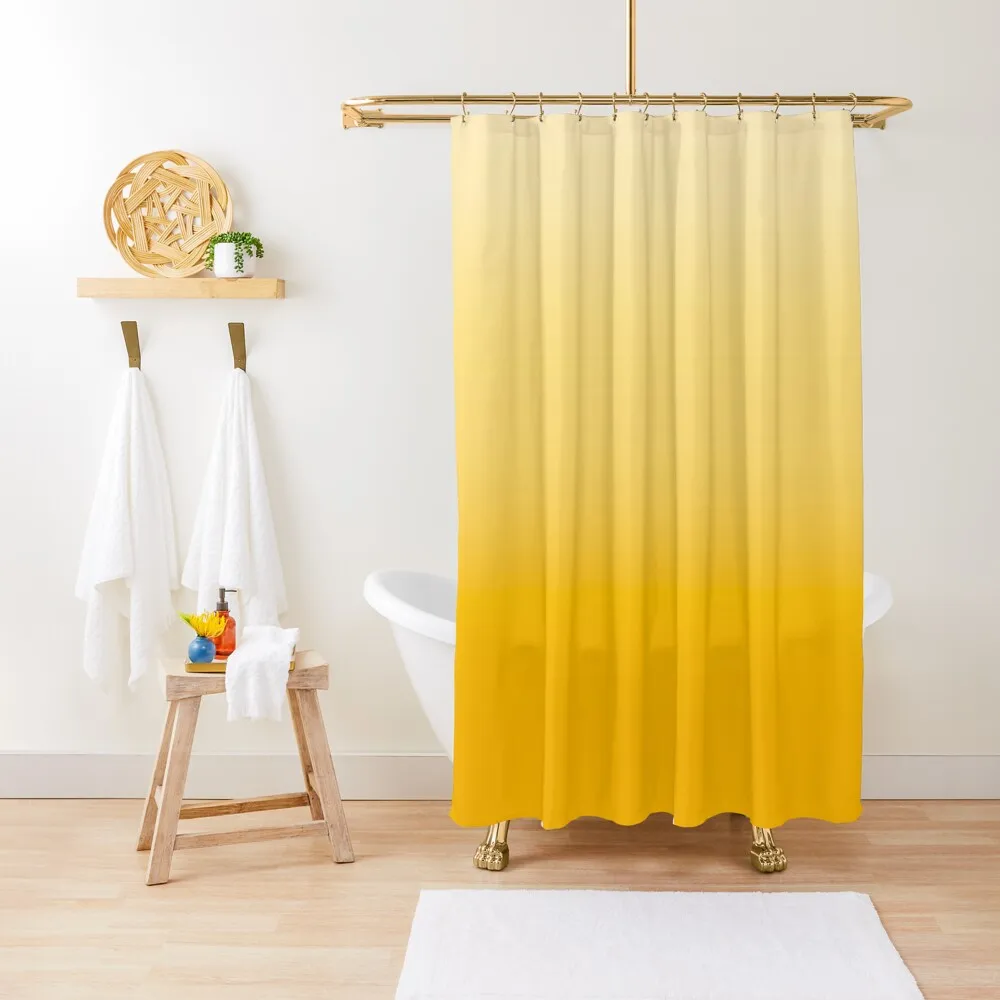 Cheerful Honey Yellow Gradient Shower Curtain For Bathrooms With Beautiful Designs Shower Bath Curtain