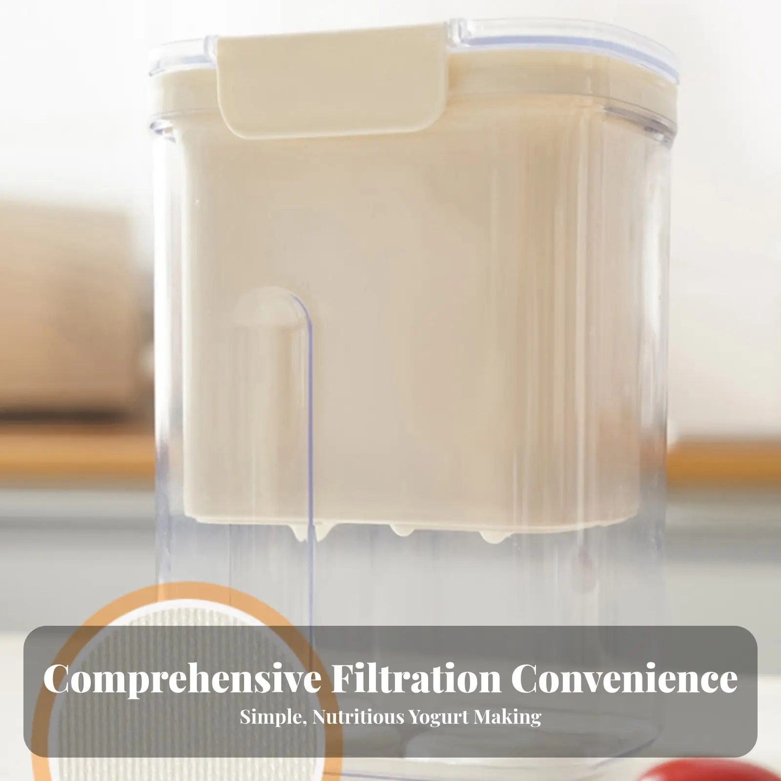 Greek Yogurt Strainer Food Grade Materials Yogurt Press Strainer Whey Filtering Container Thick and Creamy Results Kitchen
