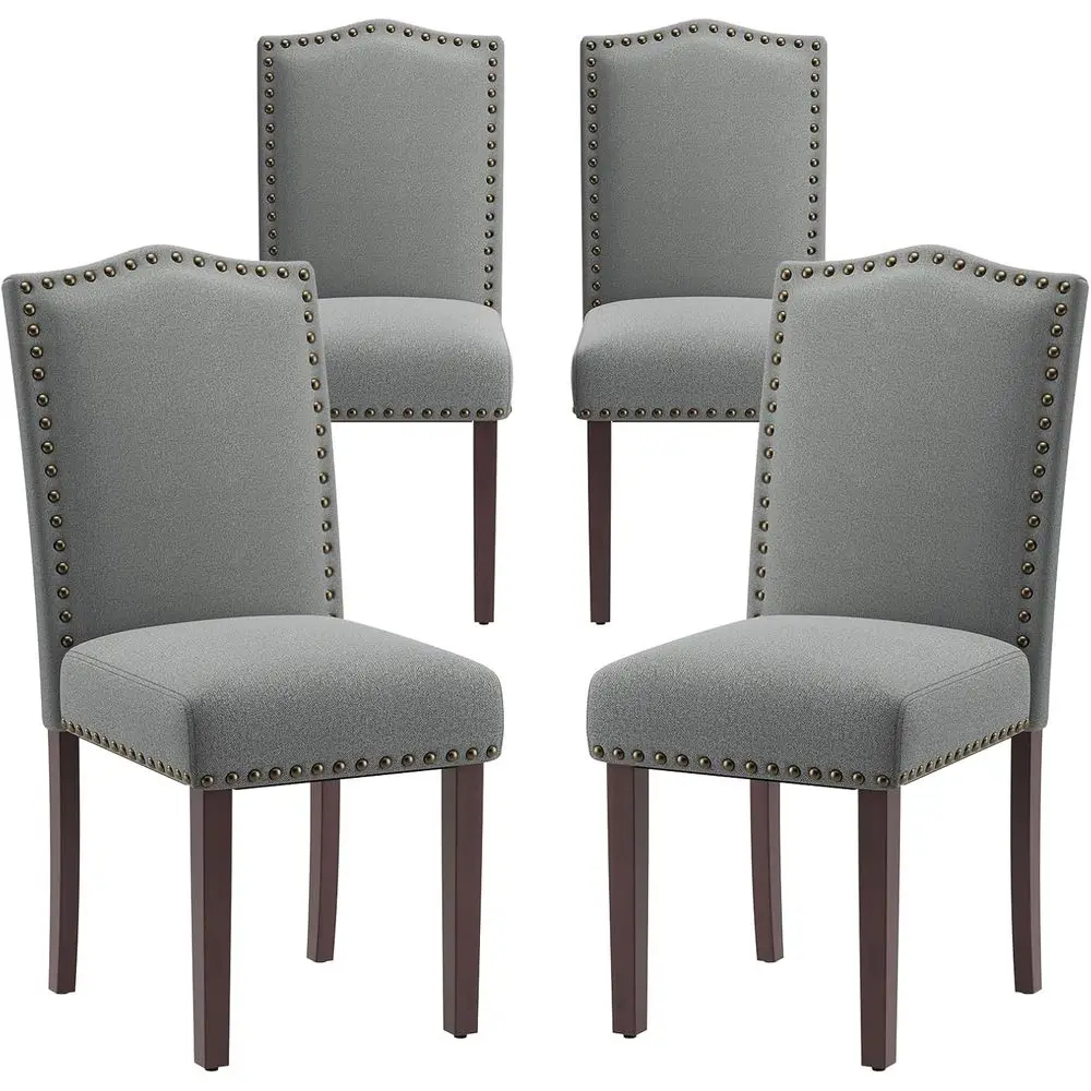 

Upholstered Parsons Chairs Set of 4, Comfortable Padded Seats, Traditional Nail Trim, Solid Wood Legs, Suitable for Dining, Kitc