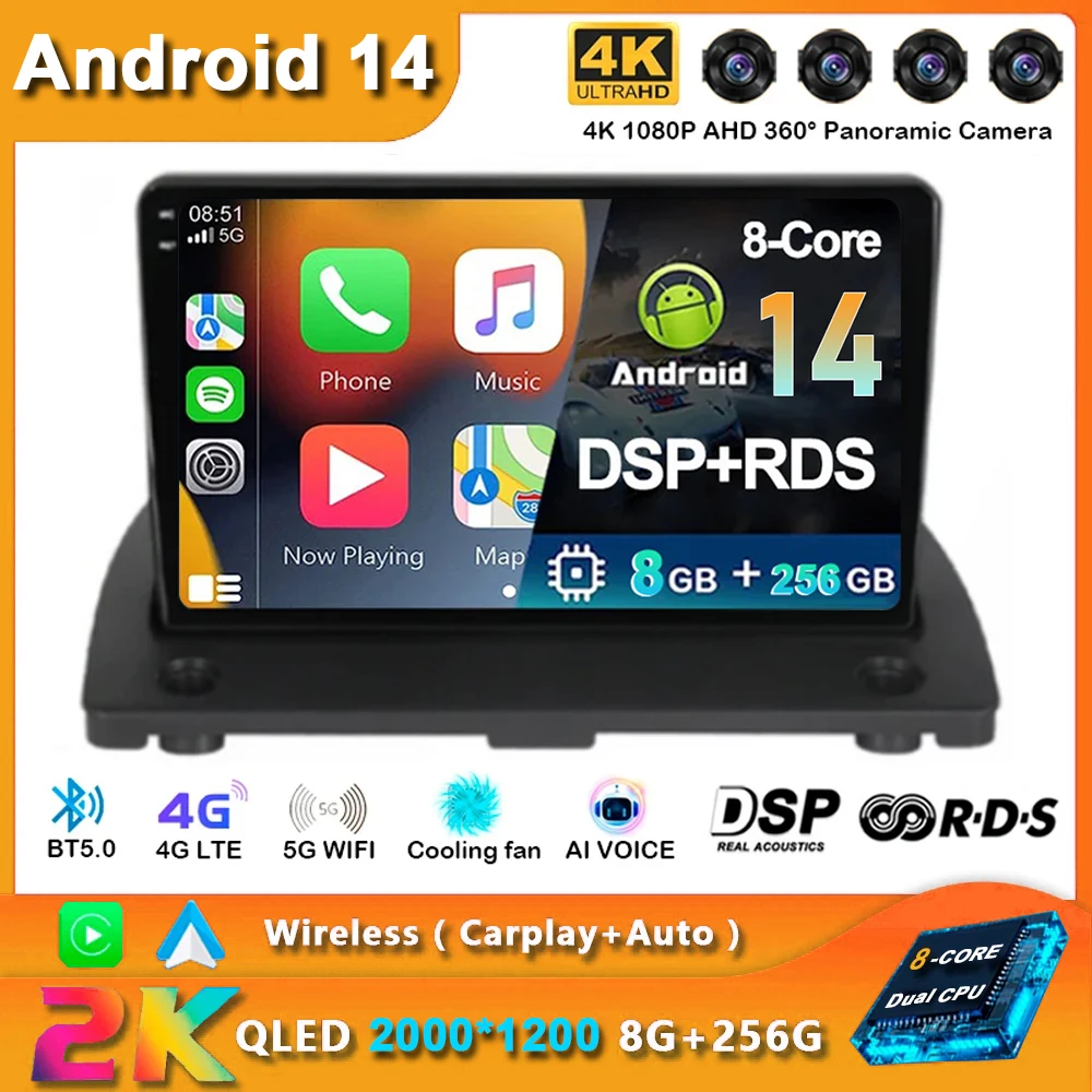 

Android 14 Auto Carplay Car Radio For Volvo XC90 2004 - 2014 Navigation Multimedia Player Stereo WiFi+4G Video BT DVD 2 DIN