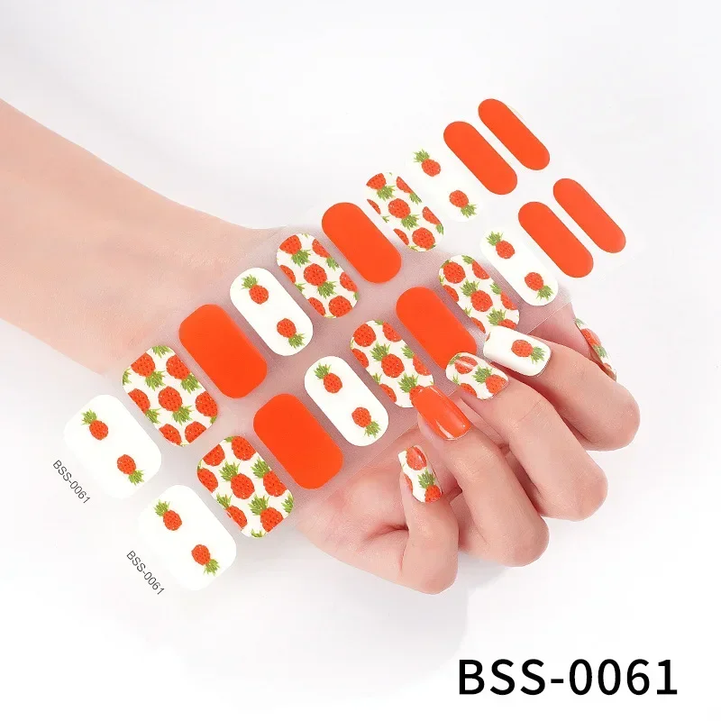 20pcs/Pack Self Press Gel Nail Stickers UV Polish Wraps Shiny Beauty Nail Gift Manicure Decorations Press On Stickers