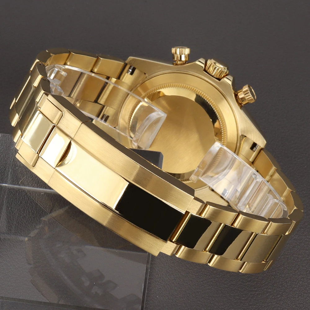Silbernes 39mm VK63 Uhrengehäuse 20mm Edelstahl-Armband Uhrenzubehör Passend für VK63 VK63A Quarzwerk 29mm Zifferblatt Saphirglas – Detail 17