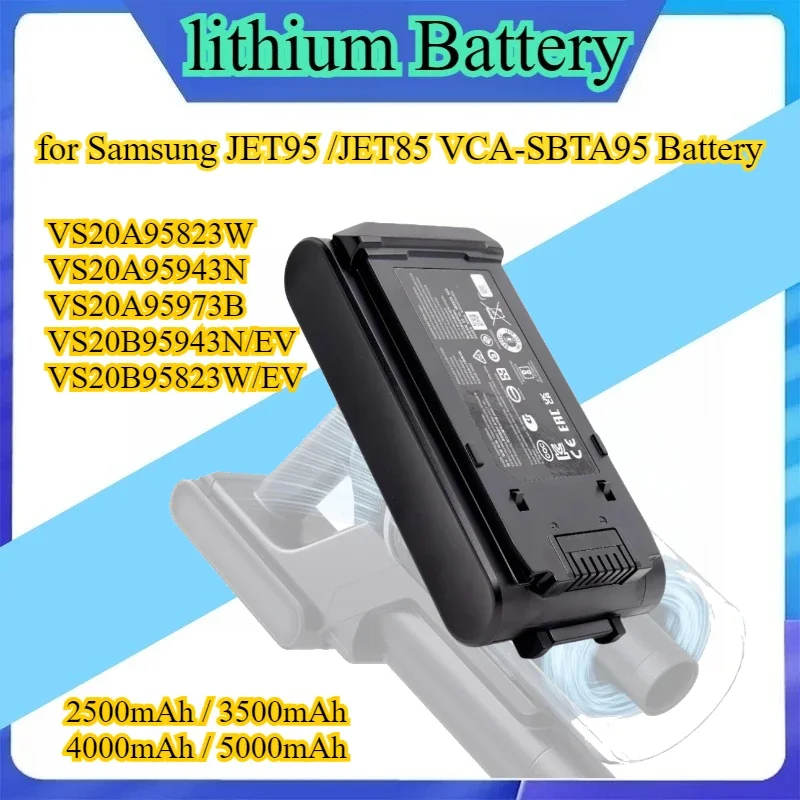 

Аккумулятор VCA-SBT95 5000 мАч для Samsung JET95 JET85, VCA-SBTA95, VS20A95823W, VS20A95943N, VS20A95973B, VS20B95943N, VS20B95823W