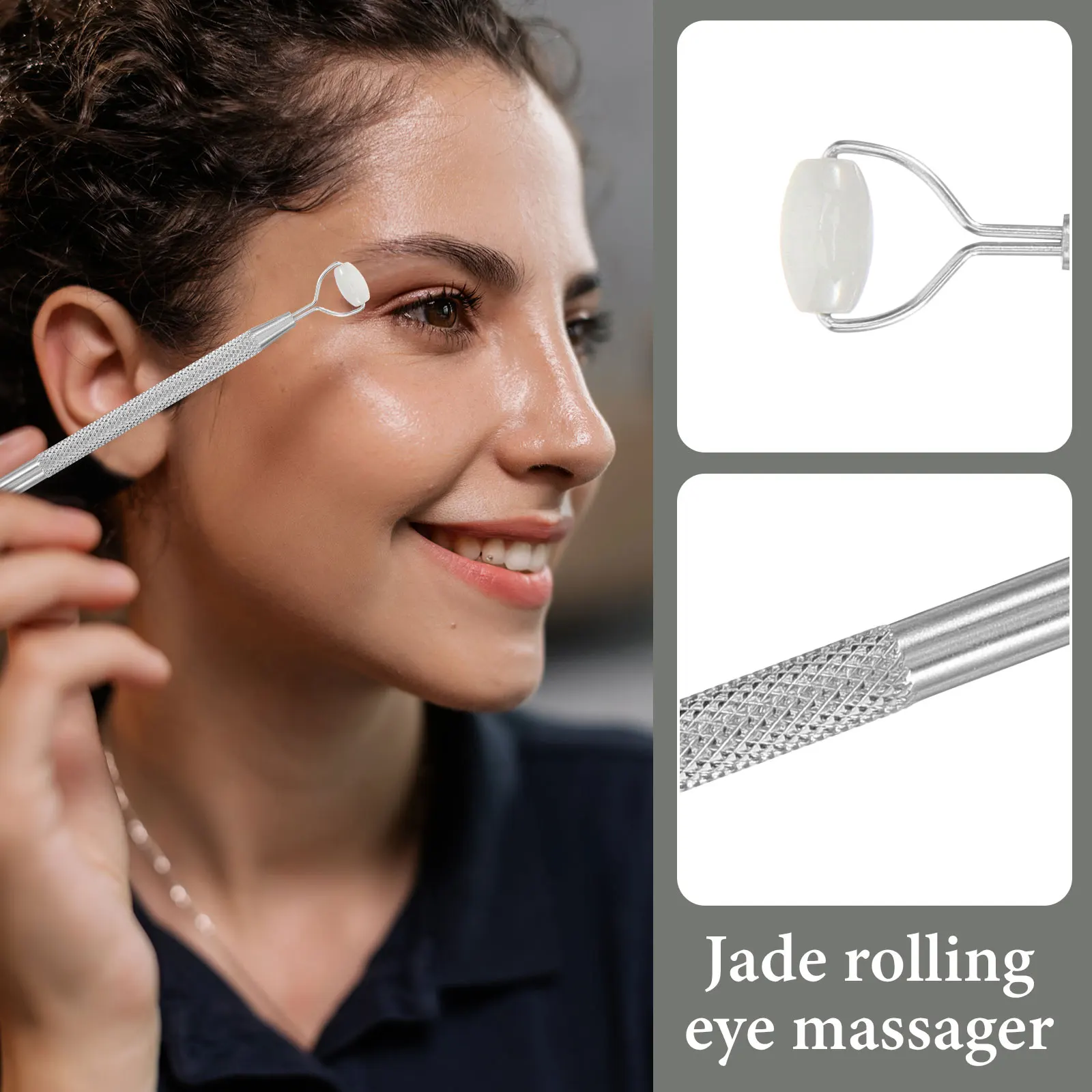 บรรเทาความเมื่อยล้าของดวงตา Jade Facial สําหรับ Face Eye จมูกนวดแบบพกพา Skin Care เครื่องมือนวดน้ําหนักเบา Rolling